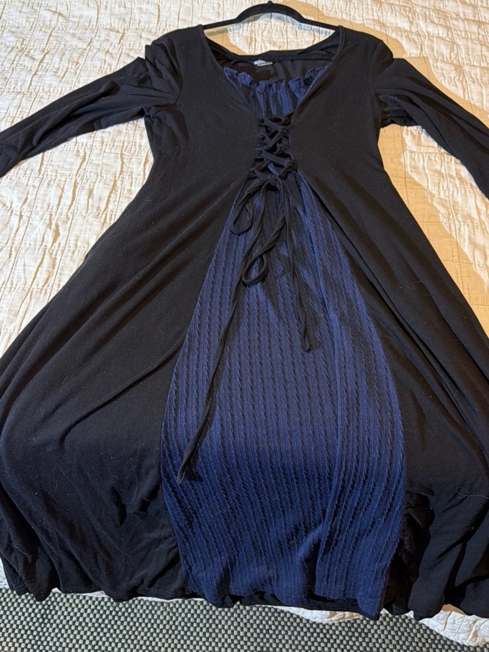 Black and Navy Lace-Up Women’s Dress
